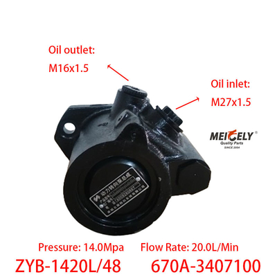 Vente à chaud 670A-3407100 pompe à vanne de direction pour moteur YC6108