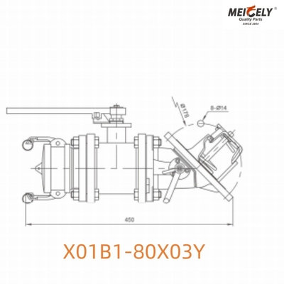X01B1-80X03Y Valve de pied avec assemblage de soupape papillon pour camion-citerne