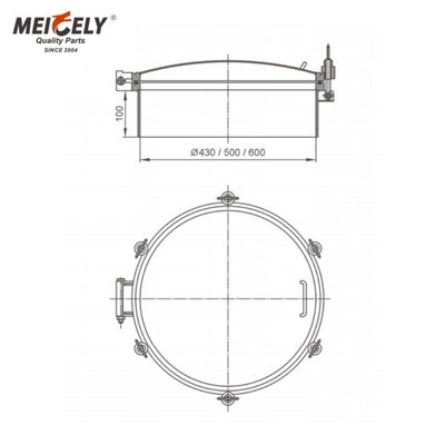 Couvercle de conduit en acier inoxydable de haute qualité X05A1S-500P pour camion-citerne