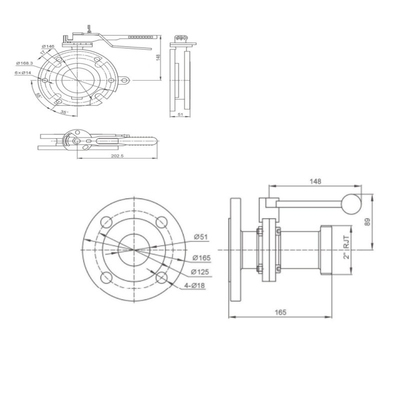 Valve d'échantillonnage aseptique sanitaire Flange à large ouverture Valve papillon pour camion-citerne à eau